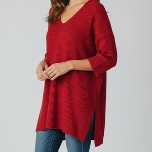 Attention Women’s Size XL Red V-Neck Knit Sweater